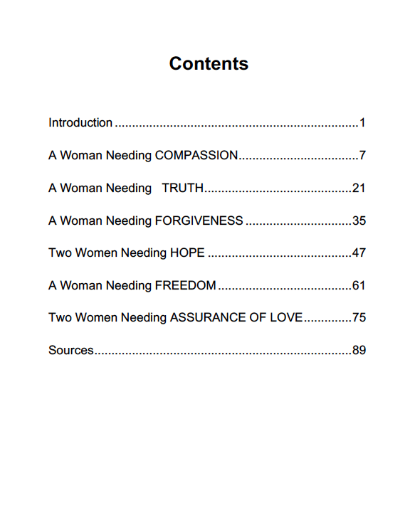 Satisfied by His Love-Table of Contents