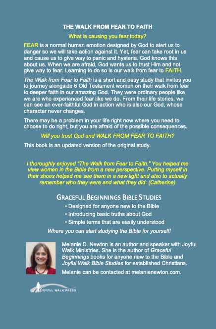 The Walk from Fear to Faith-Back Cover